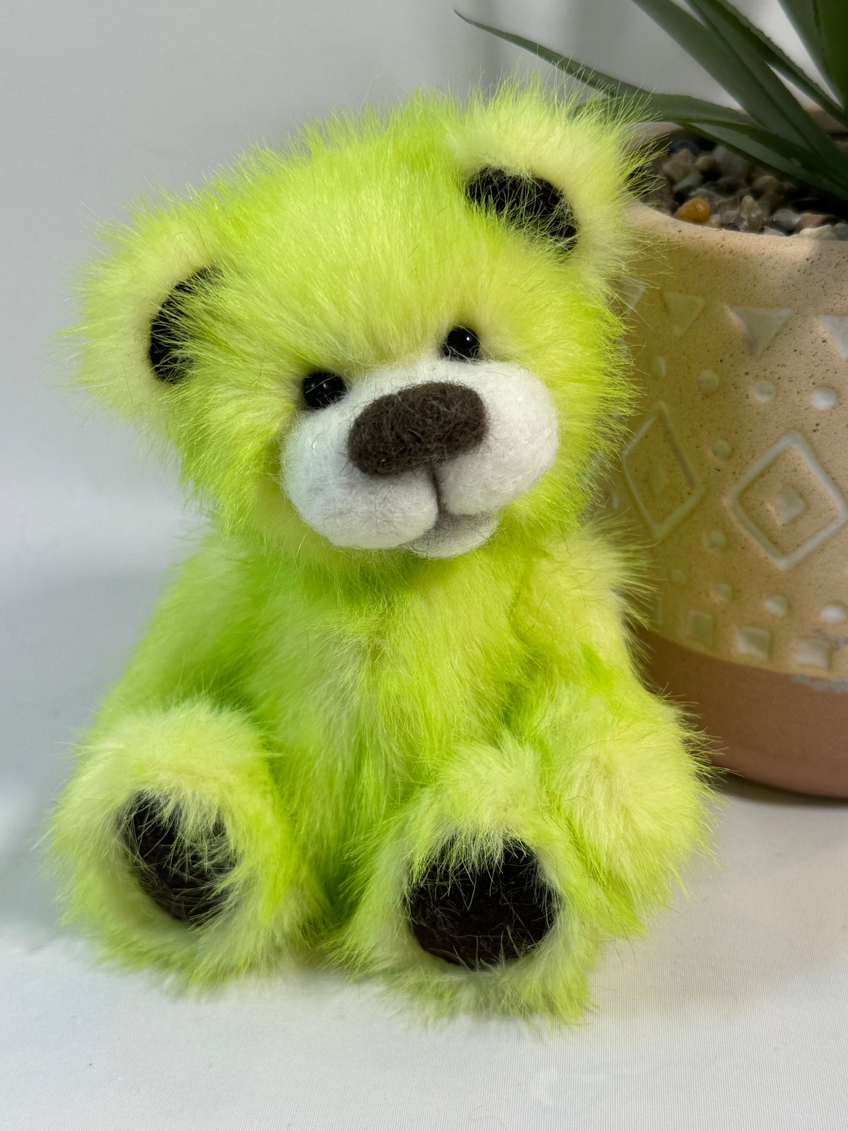Lemon ours de collection articulé 14 cm en fausse fourrure jaune citron