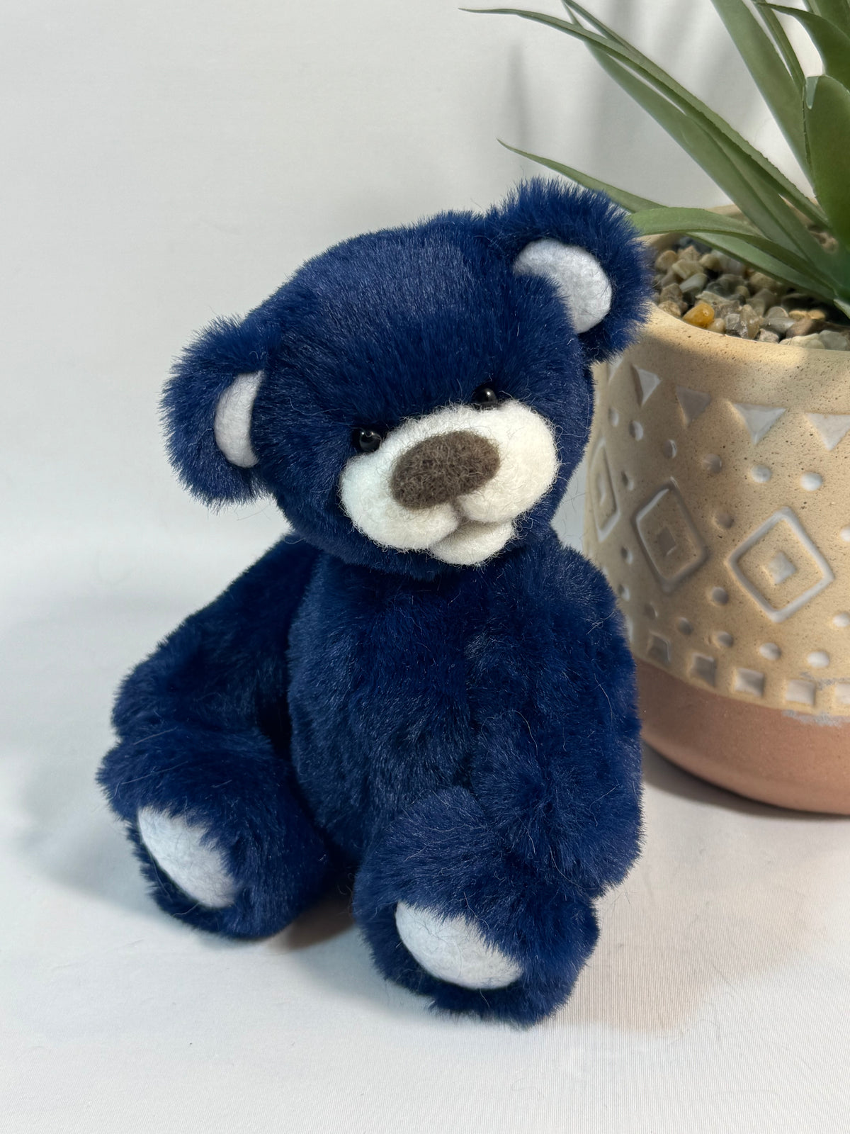 Eclipse ours de collection articulé 14 cm en fausse fourrure bleu nuit