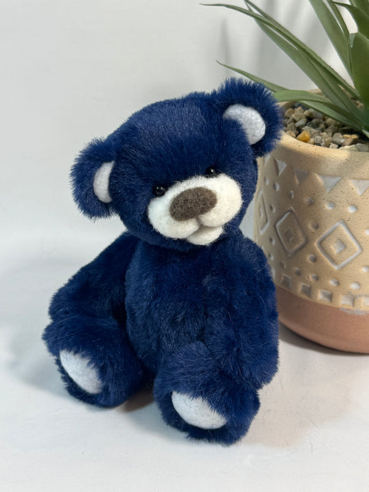 Eclipse ours de collection articulé 14 cm en fausse fourrure bleu nuit
