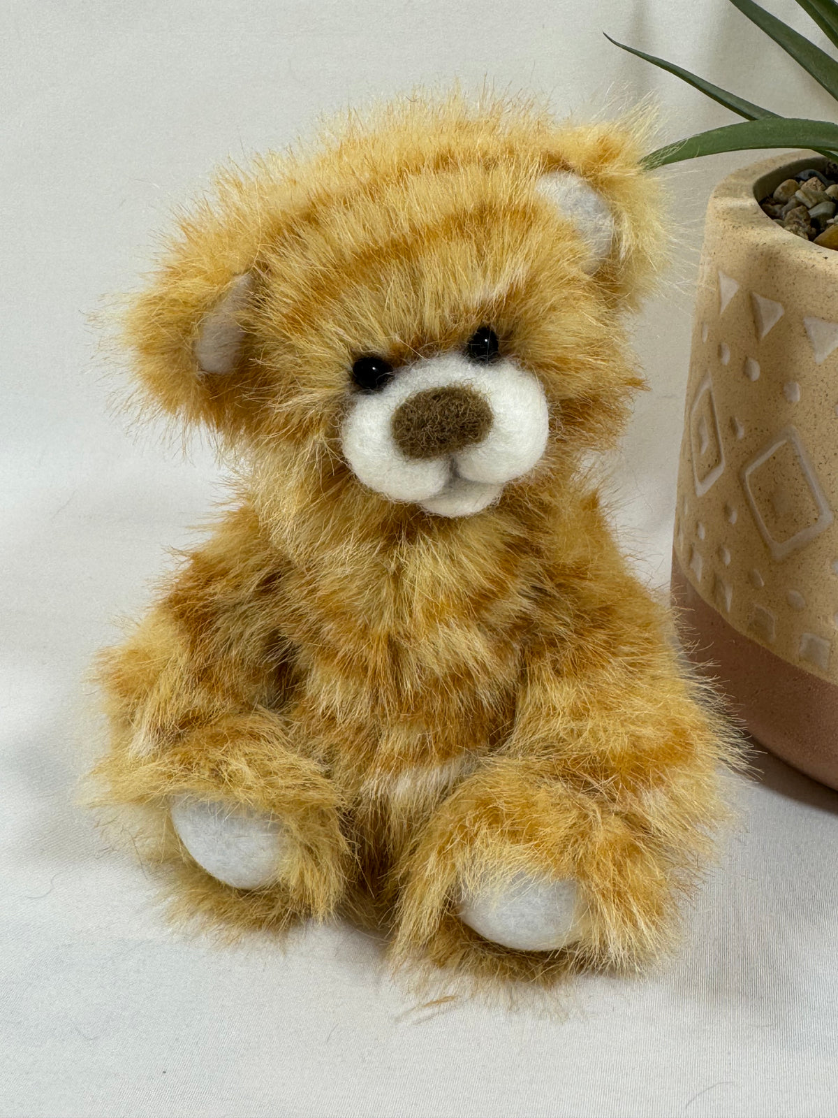Biscotte ours de collection articulé artisanal 12 cm couleur miel