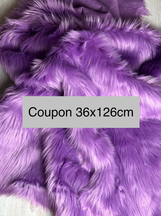 🧸 Coupon Fausse Fourrure violet lilas – Poils Longs 4 cm – 36x126 cm ✂️✨