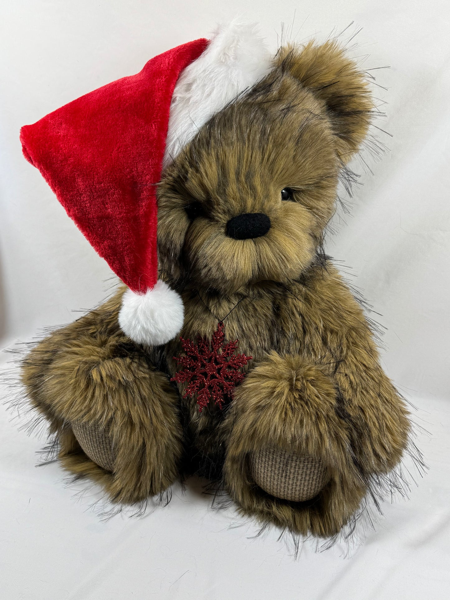 Ours de collection “Navidad” – 65 cm – Articulé à l’ancienne bois & métal – Pièce unique