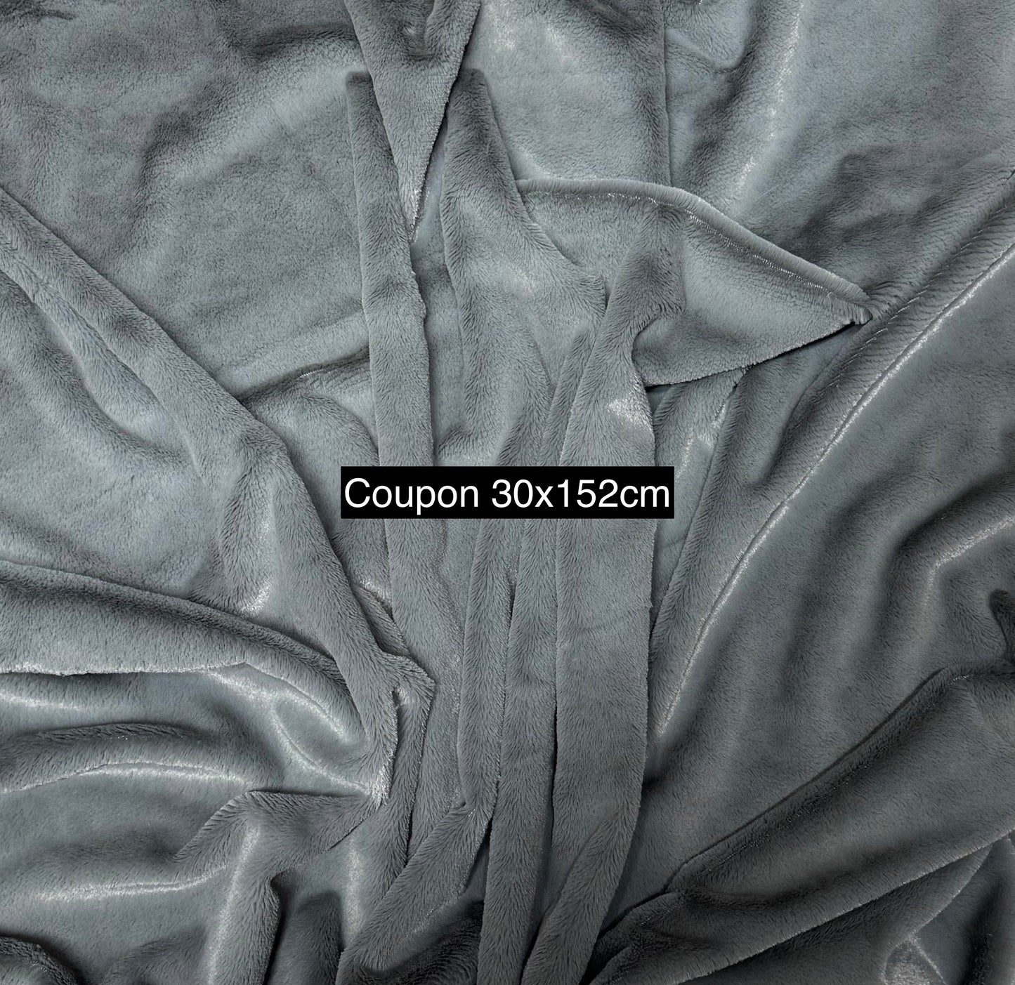 Coupon tissu très doux fausse fourrure à poils courts gris 30cm x 152cm