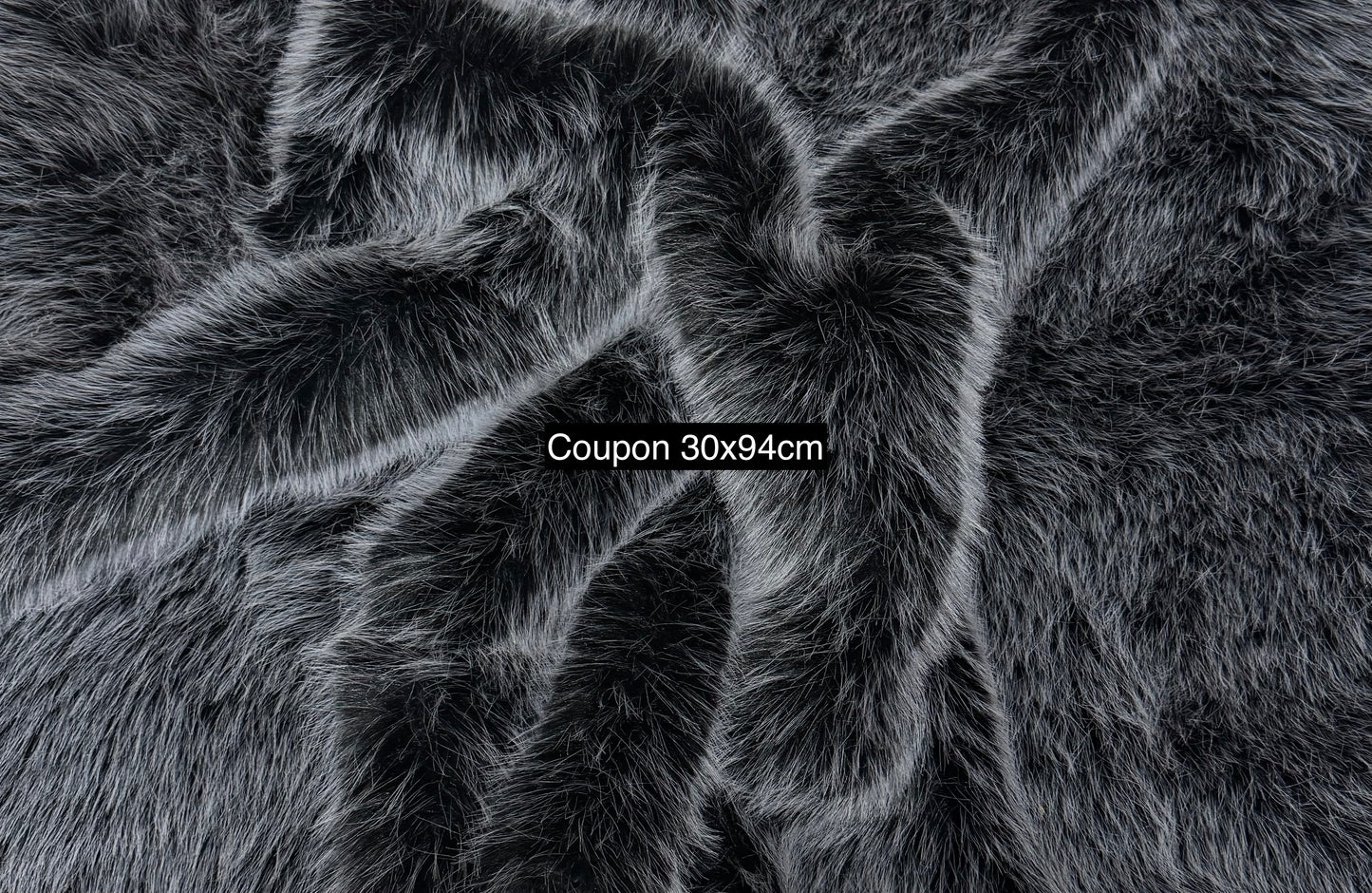Coupon fausse fourrure noire pointes blanches poil mi-long ~2,5 cm 30×94cm belle qualité