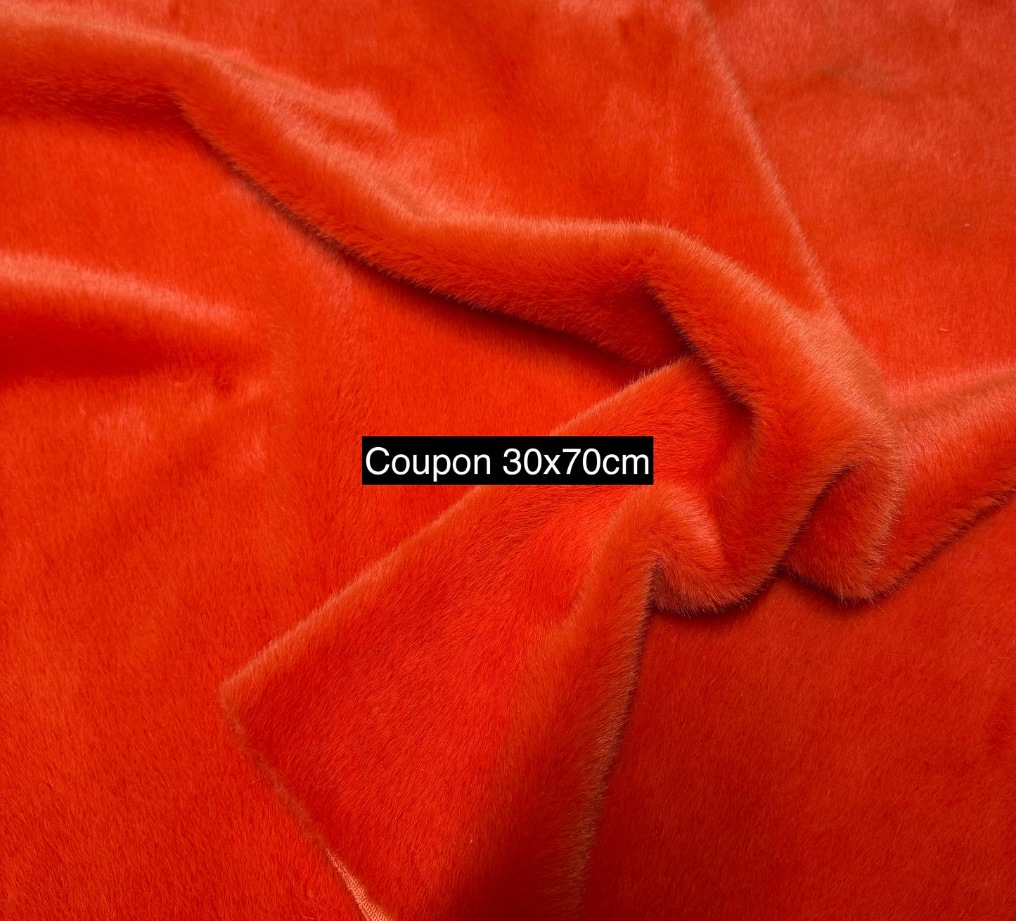 🧡 Fausse fourrure orange | Coupon 30×70 cm | Poil 1 cm ultra doux