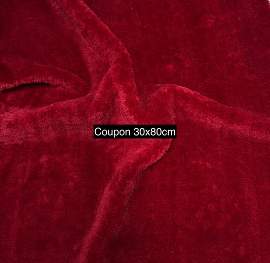 Deep Red Thick Soft Faux Sheepskin Fur Fabric, Medium Pile, 30cm x 80cm