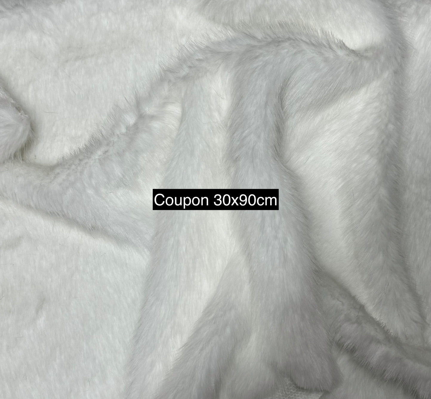 Coupon tissu fausse fourrure douce épaisse de qualité blanc à poils longs 30cm x 90cm