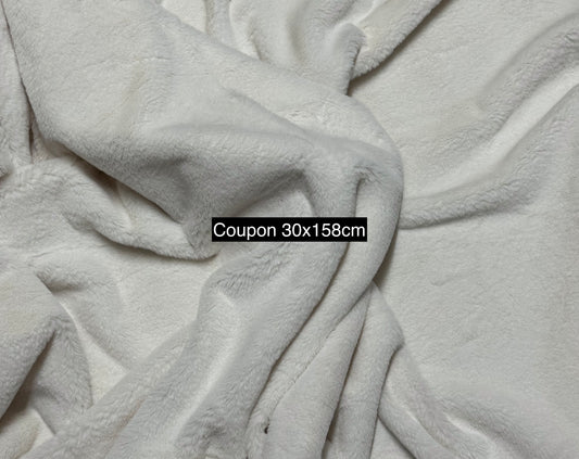 Coupon très doux fausse fourrure à poils courts blanc 30cm x 158cm