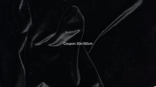 Coupon tissu fausse fourrure douce à poils courts noir 30cmx182cm