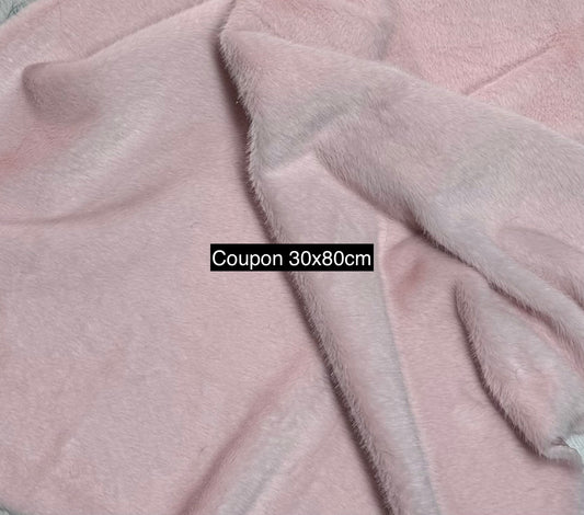 Soft and supple light pink short pile faux fur fabric remnant 30cm x 80cm