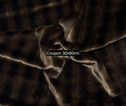 Coupon fausse fourrure marron foncé brillant – poils 1,5 cm – 30x80 cm