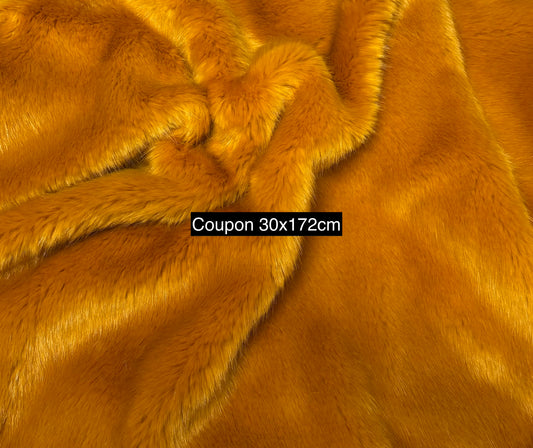 Coupon fausse fourrure orange roux – poils 2 cm – 30x172 cm