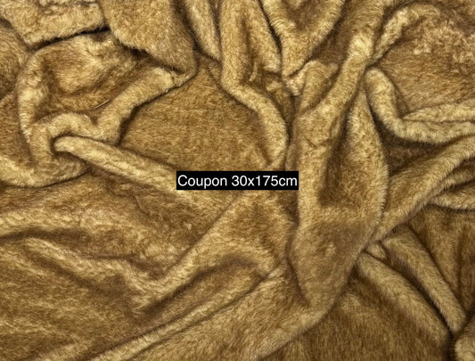 Coupon fausse fourrure marron 30x175 cm 🧵 poils courts 1,5 cm
