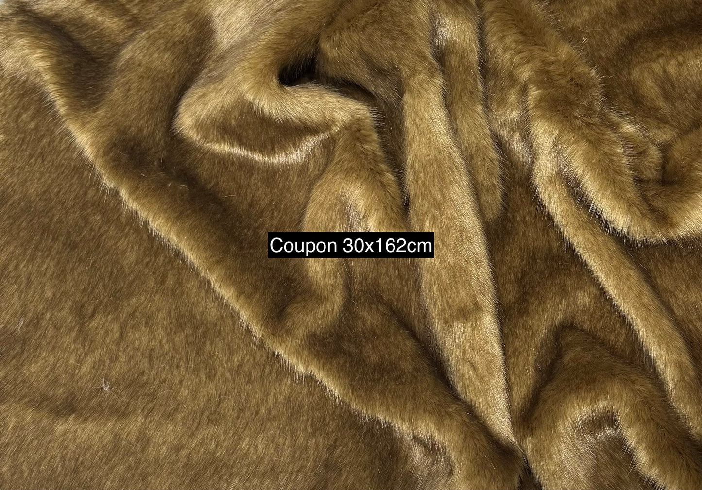 Coupon fausse fourrure marron brillante poils mi-longs 2 cm – 30x162 cm