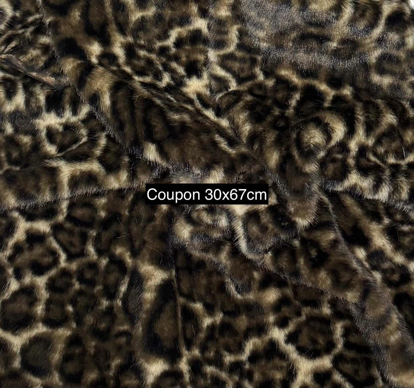 Coupon fausse fourrure léopard marron noir poils 1,5 cm – 30x67 cm