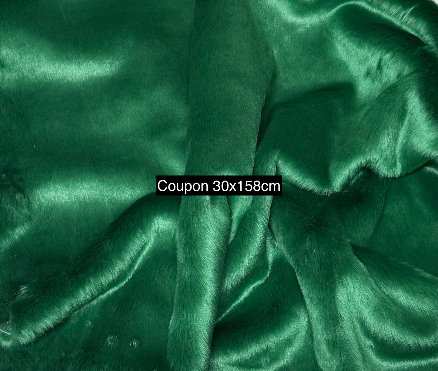Coupon fausse fourrure vert émeraude poils 2 cm – 30x158 cm