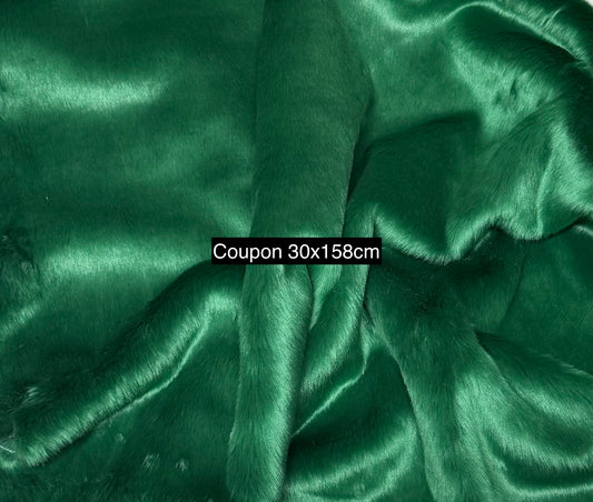 Coupon fausse fourrure vert émeraude poils 2 cm – 30x158 cm