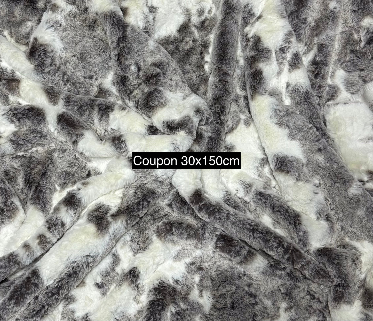 Coupon fausse fourrure gris-marron/blanc 30x150 cm – poils 1,5 cm – douce & réaliste