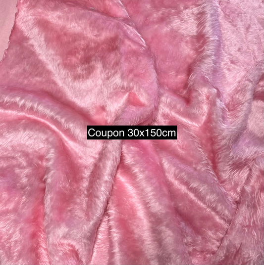 Coupon fausse fourrure rose 30x150cm – poils moyens 1/1,5cm