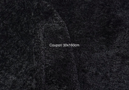 Coupon fausse fourrure noire bouclée – poils 1,5 cm – 30x160 cm