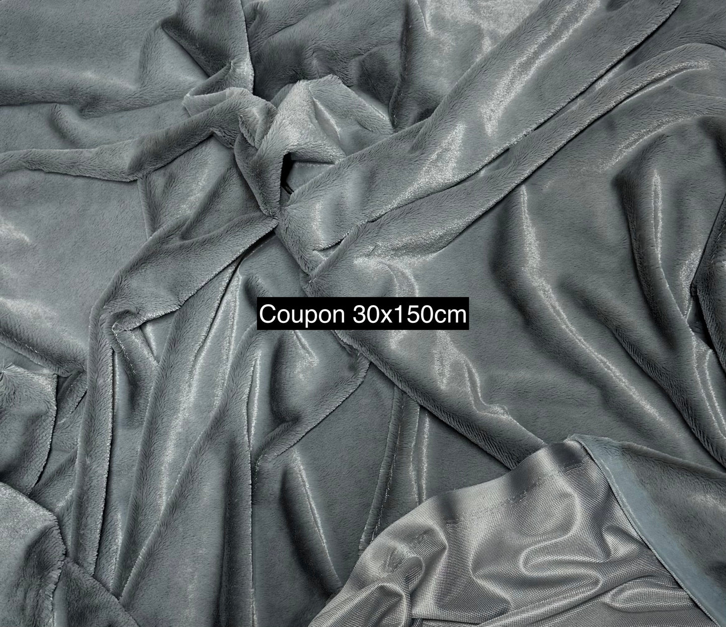 Soft short pile grey faux fur piece 30x150cm, 0.5cm pile length