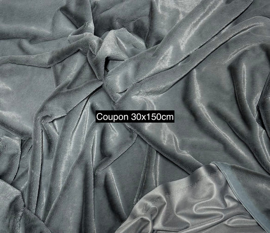 Soft short pile grey faux fur piece 30x150cm, 0.5cm pile length