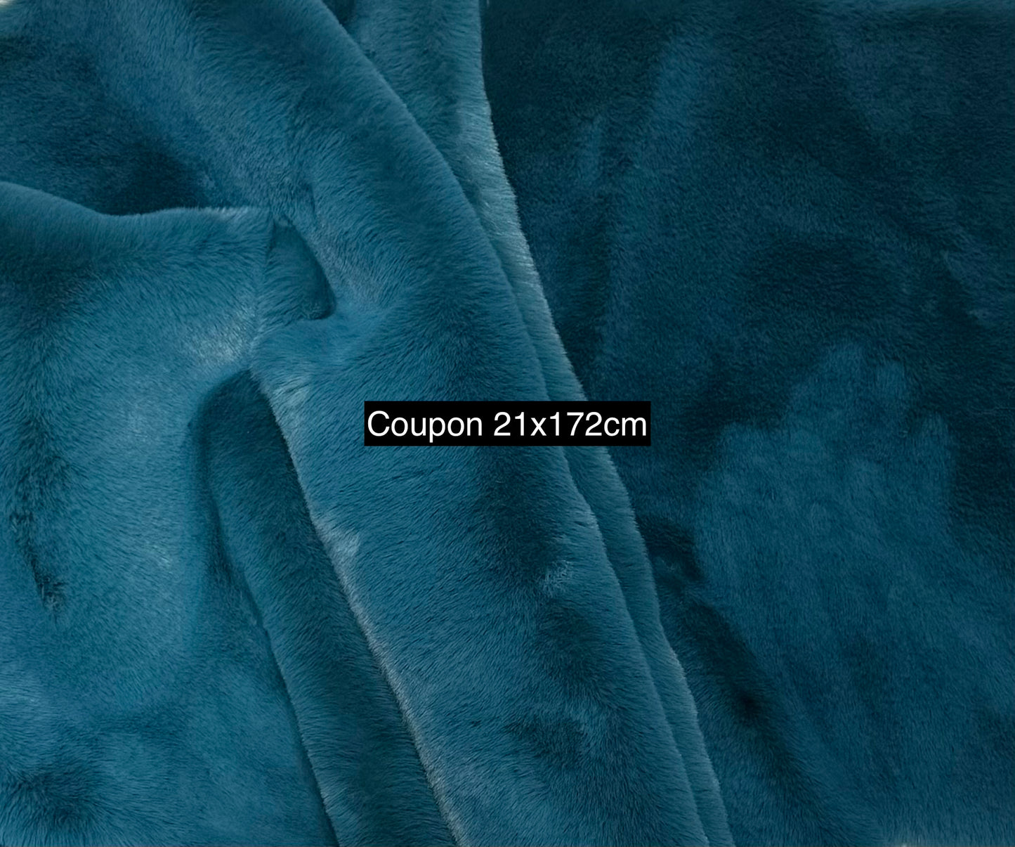 Coupon fausse fourrure bleu canard 21x172 cm – poils ~2 cm