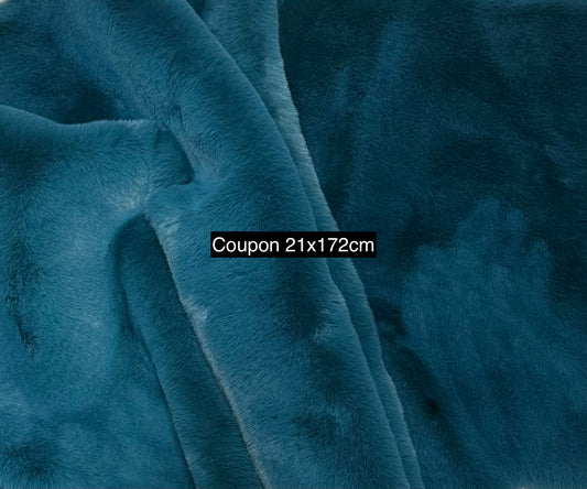 Coupon fausse fourrure bleu canard 21x172 cm – poils ~2 cm