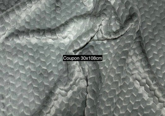 Textured grey faux fur 1.5 cm – 30x108 cm piece – original fursuit plush fabric