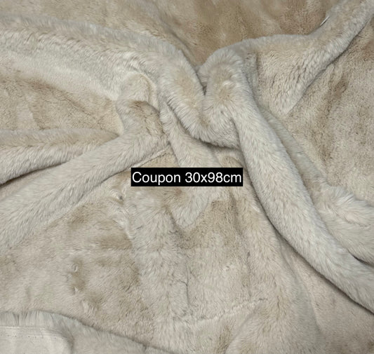 Fausse fourrure beige clair 2 cm – coupon 30x98 cm – tissu peluche ours, fursuit