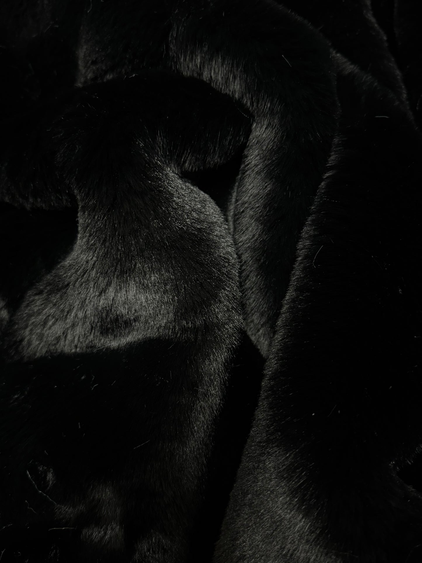 Fausse fourrure noire 2 cm – coupon 30x140 cm – tissu peluche, ours de collection, fursuit