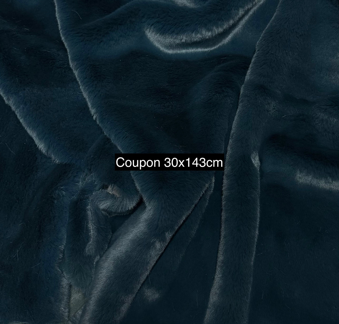 Coupon tissu fourrure douce, épaisse de qualité bleu pétrole à poils longs 30cm x 143cm