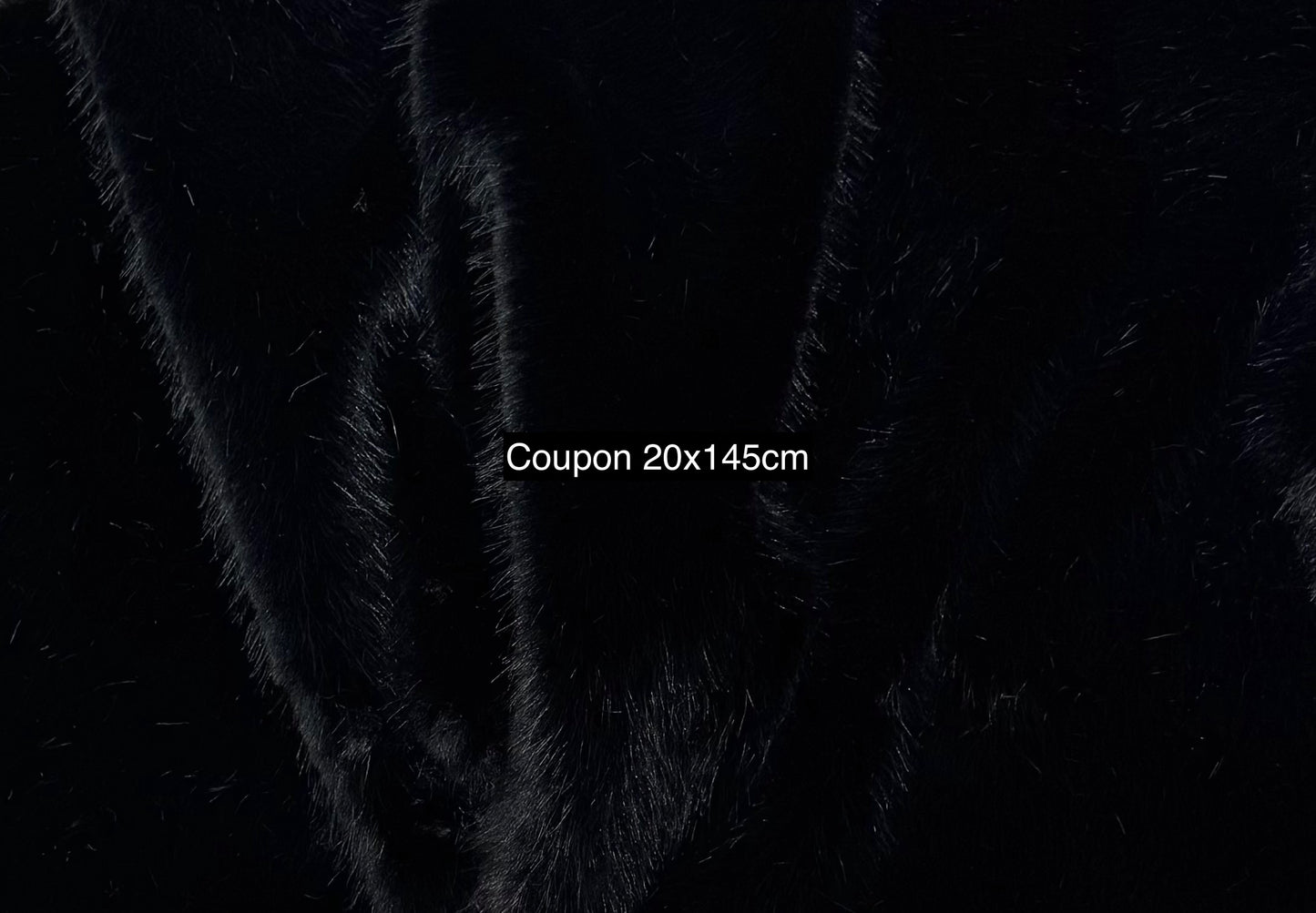 Soft black faux fur, medium pile (~2 cm) – 20x145 cm remnant