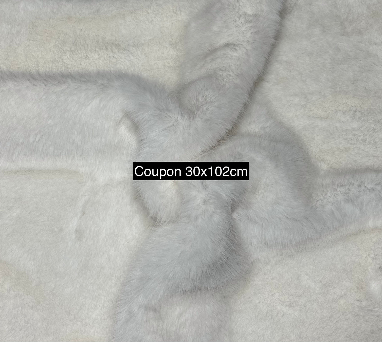 Coupon fausse fourrure blanche 30x102 cm poils 2 cm pour couture peluche