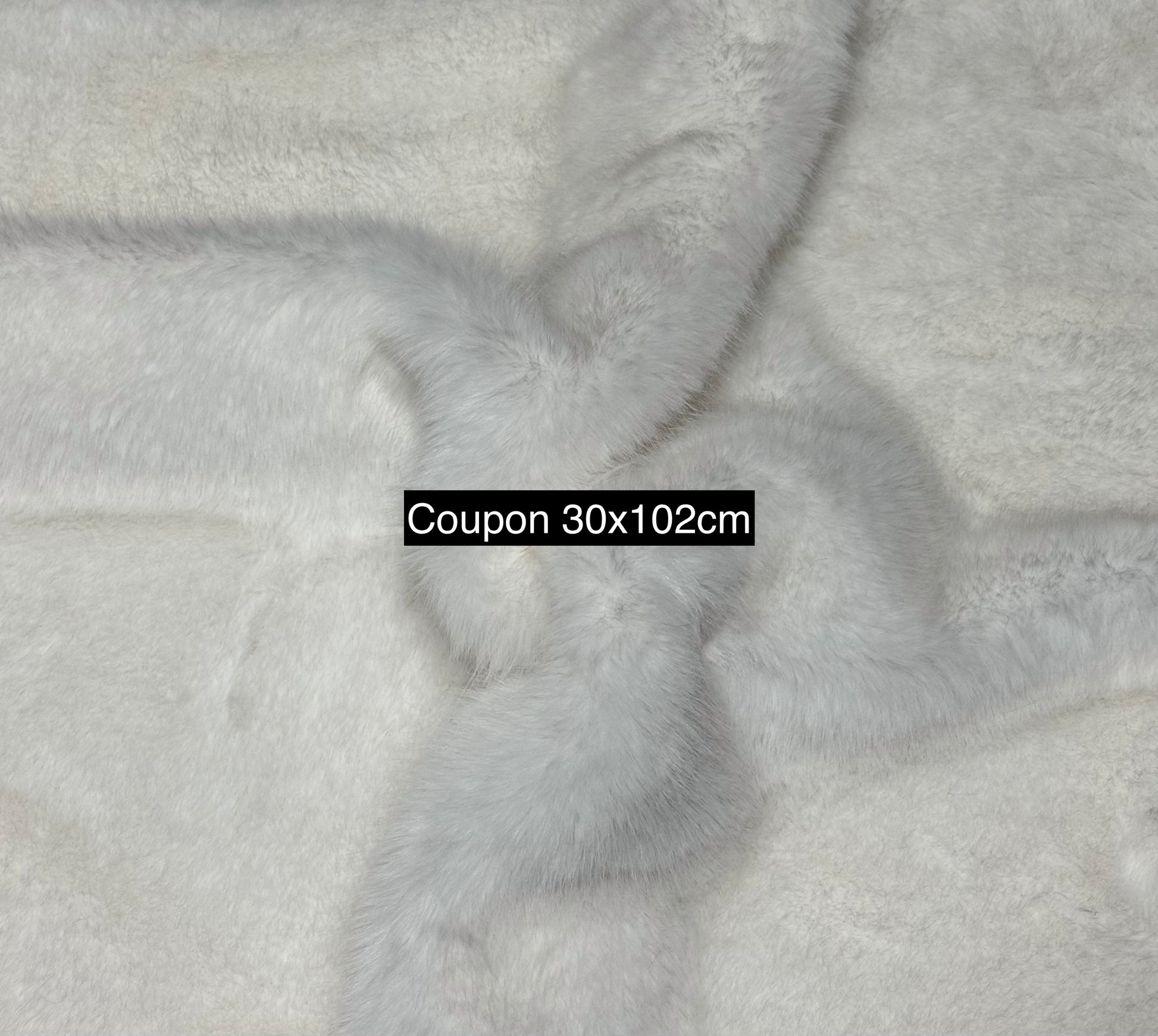 Coupon fausse fourrure blanche 30x102 cm poils 2 cm pour couture peluche