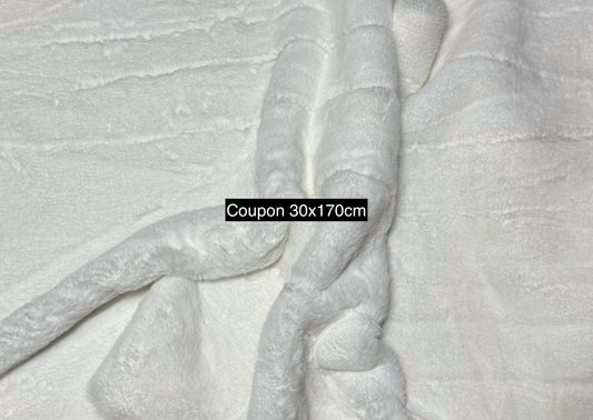 Coupon fausse fourrure blanche 30x170 cm poils 2 cm avec défauts plis