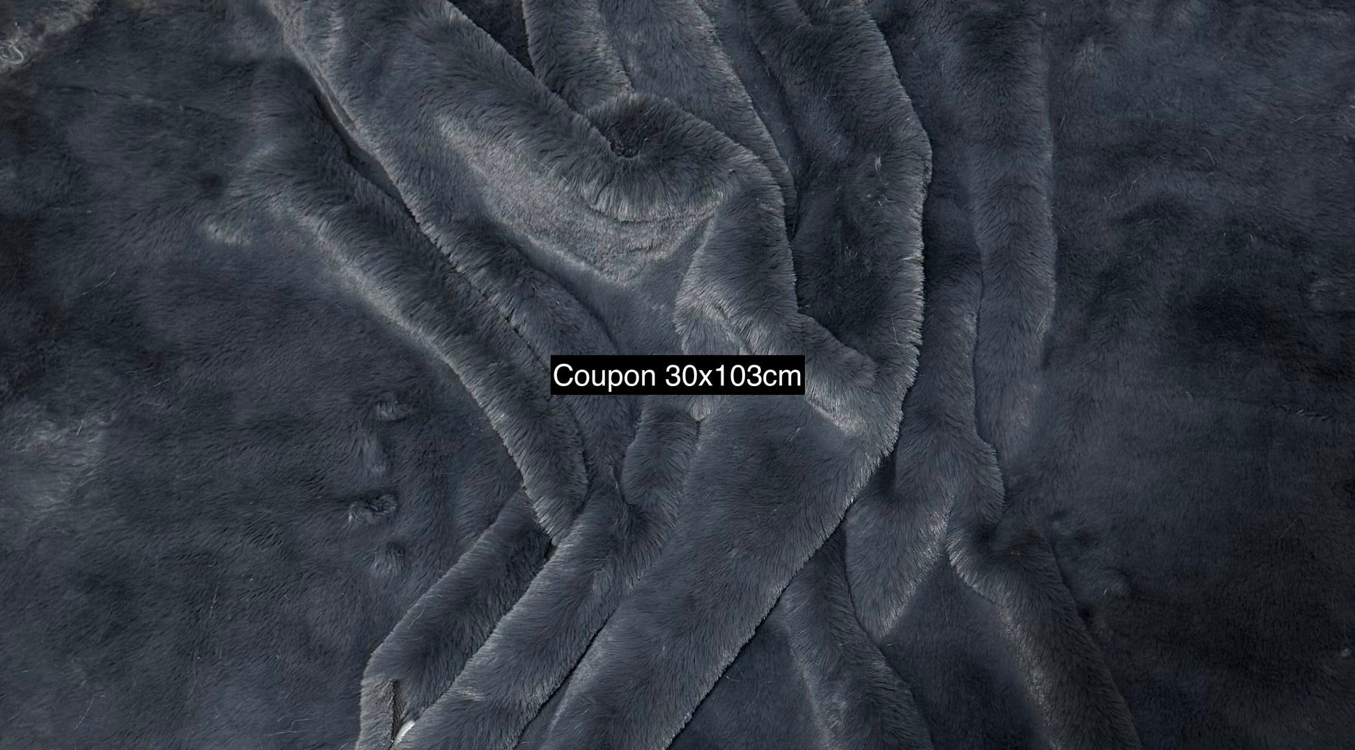 Coupon tissu fausse fourrure gris anthracite 30x103 cm poils 1,5 cm