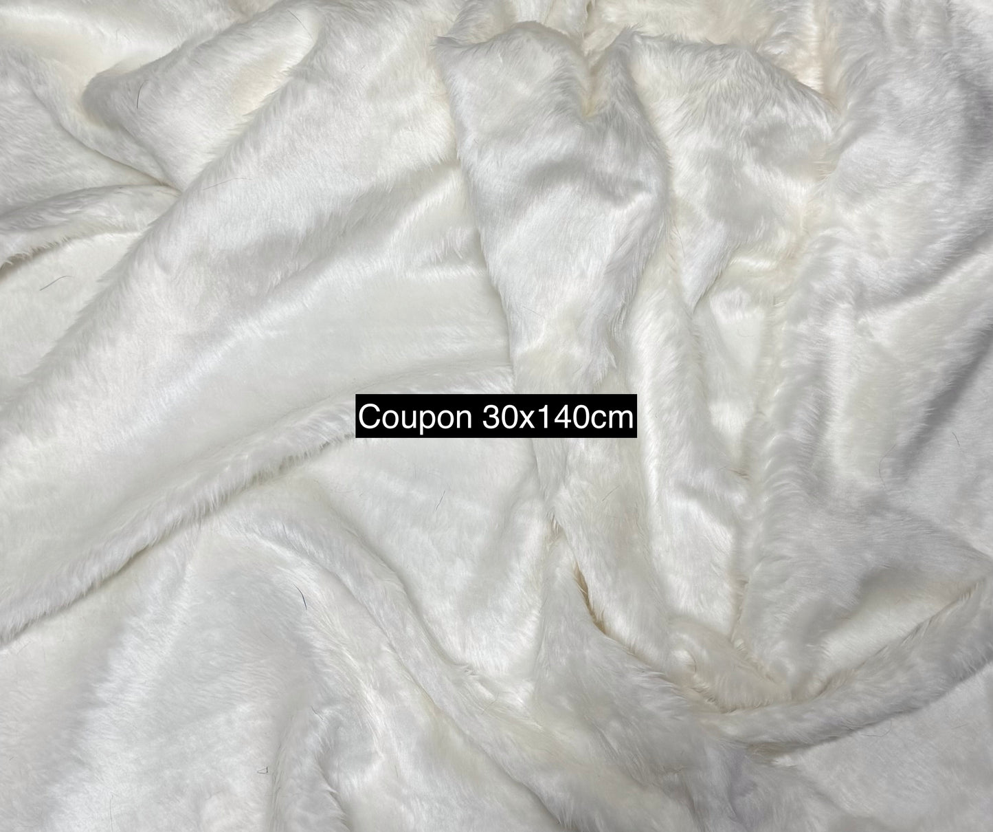Coupon tissu fausse fourrure blanche douce 30x140 cm pour couture peluche