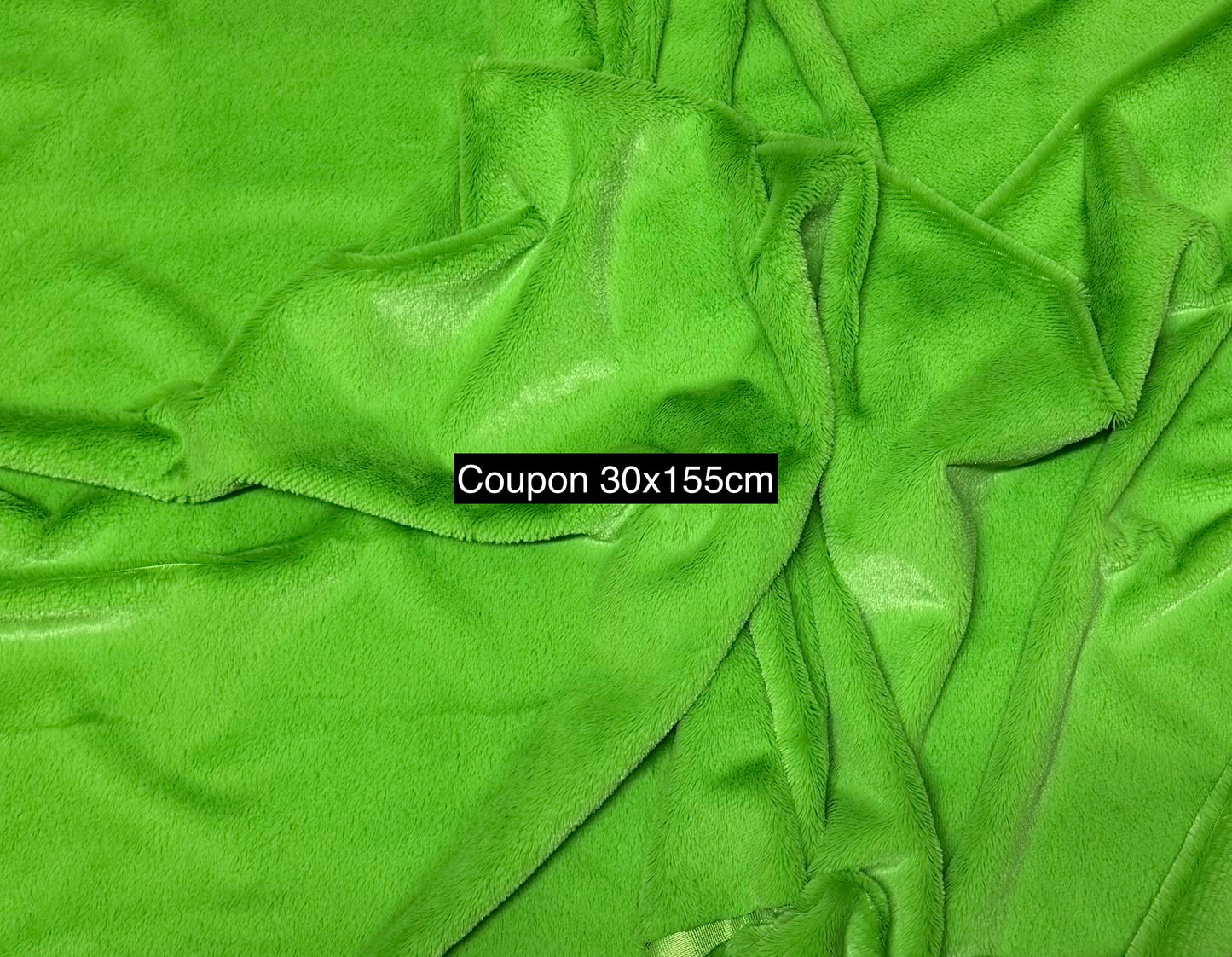 Apple green short pile lightweight faux fur fabric coupon 30cmx155cm