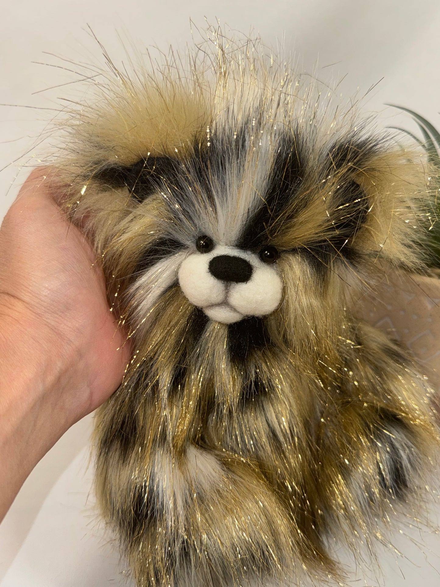 Ours d'artiste articulé Paillette réalisé à la main en fausse fourrure brillante
