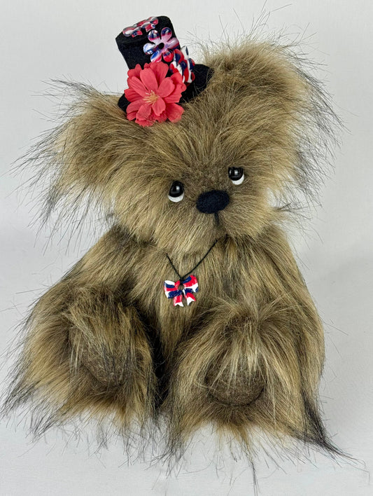 July ours en peluche de collection 30 cm en fausse fourrure marron, vue de face