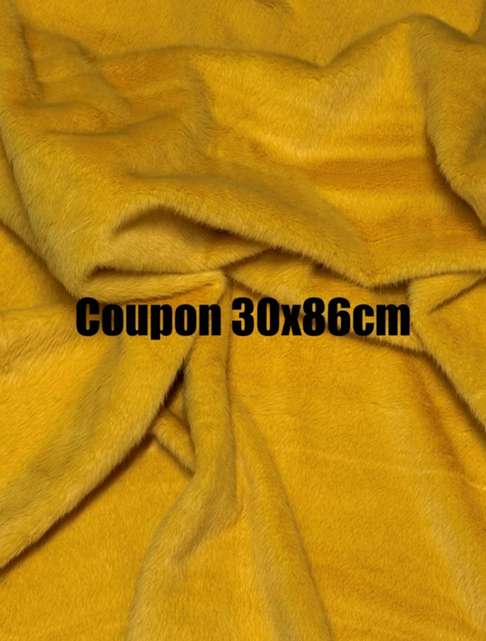 Coupon tissu fausse fourrure douce et légère jaune orange à poils courts 30cm x 86cm