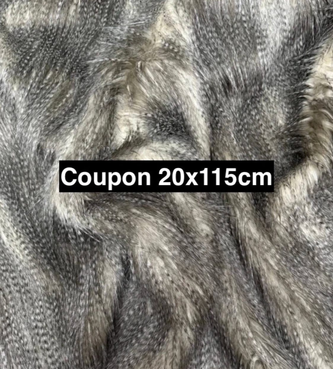 Fausse fourrure gris nuancé poils très longs 6/7 cm effet plumes – Coupon 20×115 cm