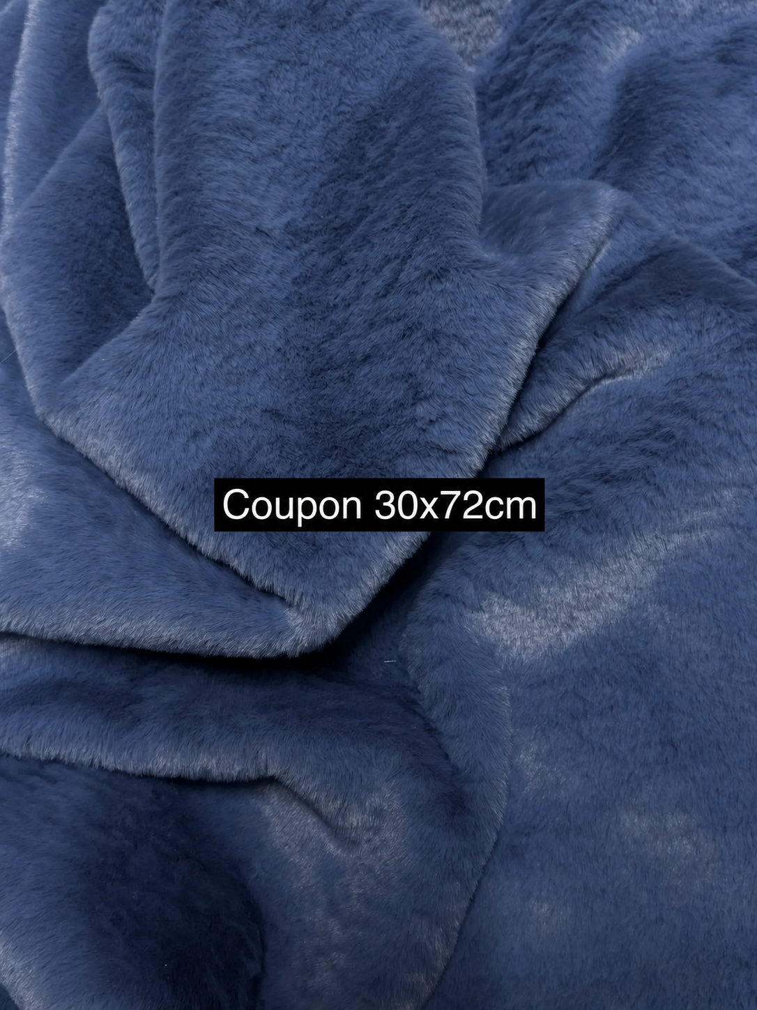 Coupon de fausse fourrure bleue très douce 30x72 cm, tissu à poils courts de 1 cm pour confection d'ours et de peluches.