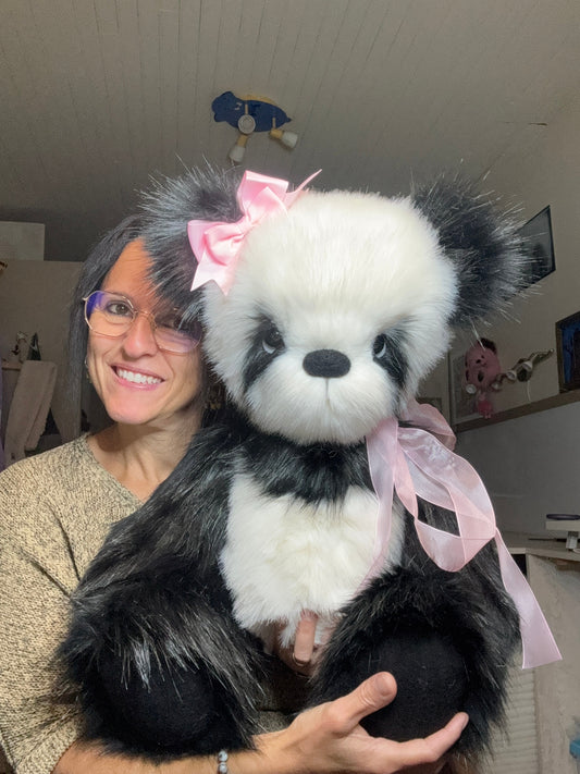 Ours panda réaliste de 65 cm en fausse fourrure artisanale