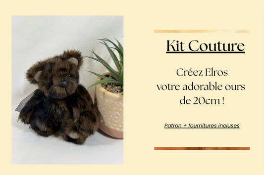 Kit couture ours Elros 20 cm pour créer un ours de collection articulé