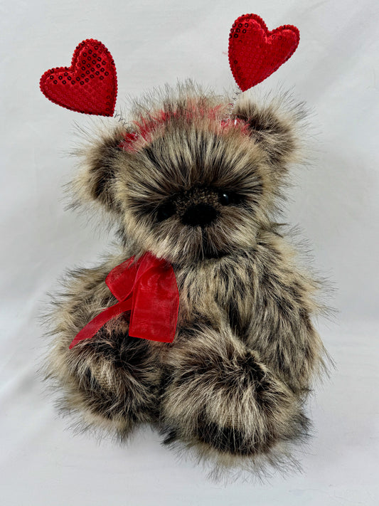 Ours de collection articulé “Lovers” – 30 cm, fausse fourrure naturelle, pièce unique, ourse artisanale