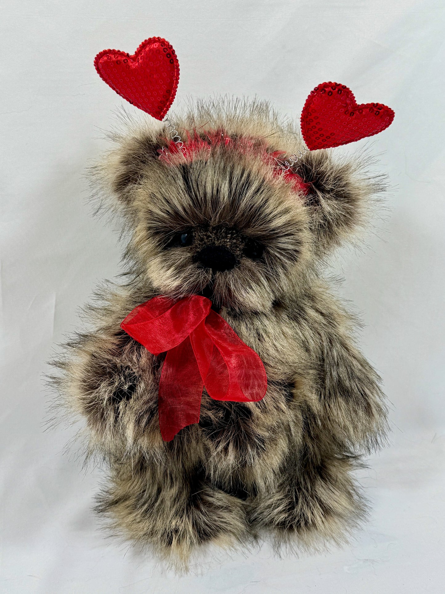 Ours de collection articulé “Lovers” – 30 cm, fausse fourrure naturelle, pièce unique, ourse artisanale