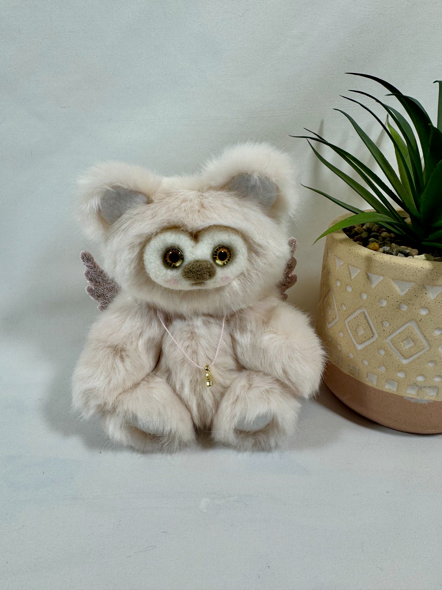 ✨ Frimousse Angel “Luméa” – 16 cm – Création artisanale articulée, pièce unique ✨