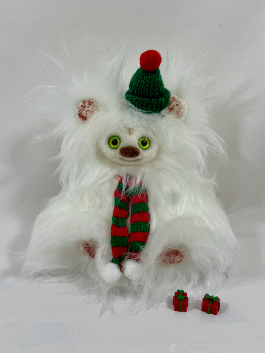 Frimousse de Noël “Noëlle” – Peluche de collection articulée 17 cm | yeux en verre & visage feutré
